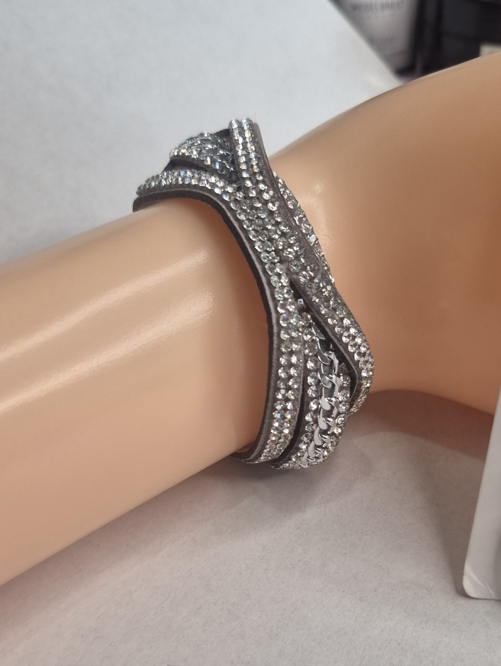 Silver Butterfly Crystal Hoop Earrings - w/ Crystal Wrap Bracelet - Picture 3 of 4